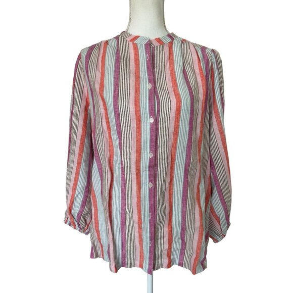 Boden Tops - Boden 100% Linen striped button down size 16/18 New With Tags